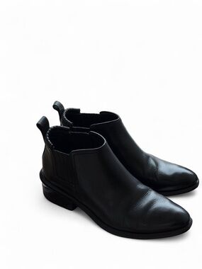 alexanderwang Womens Black Leather Chelsea Ankle Pull-On Boots Size 6.5 EU 37